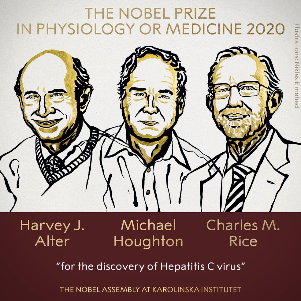 Nobel de Medicina 2020 vai para Harvey J. Alter, Michael Houghton e Charles M. Rice pela descoberta do vírus da hepatite C